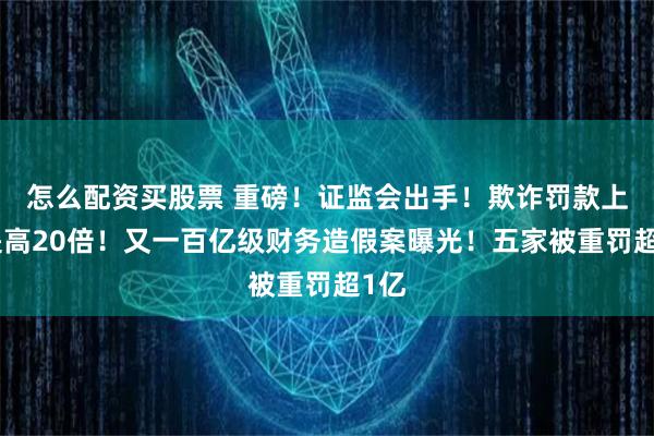 怎么配资买股票 重磅！证监会出手！欺诈罚款上限提高20倍！又一百亿级财务造假案曝光！五家被重罚超1亿